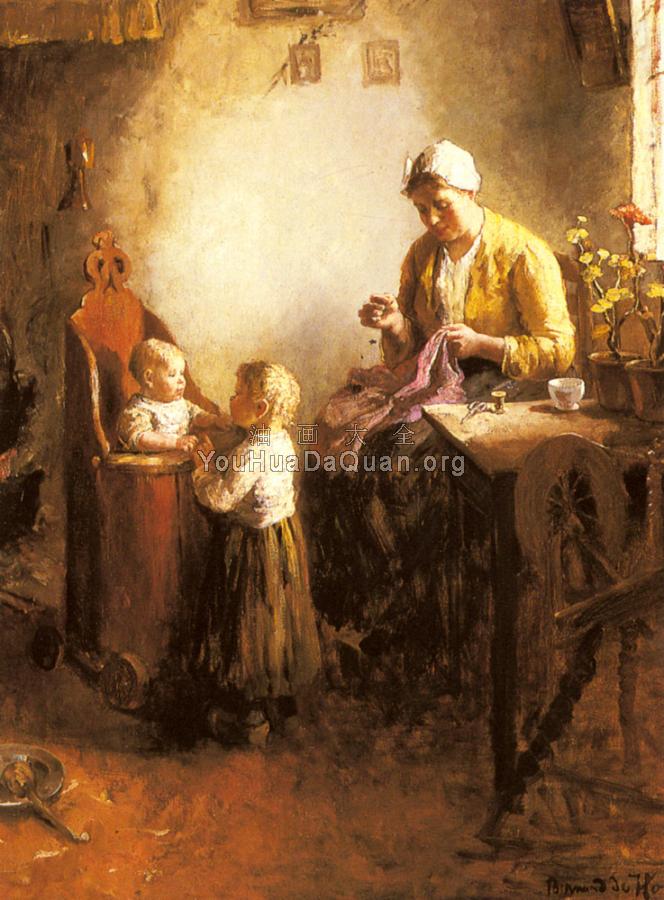 A Family In An Interior - 伯纳德·德·胡格